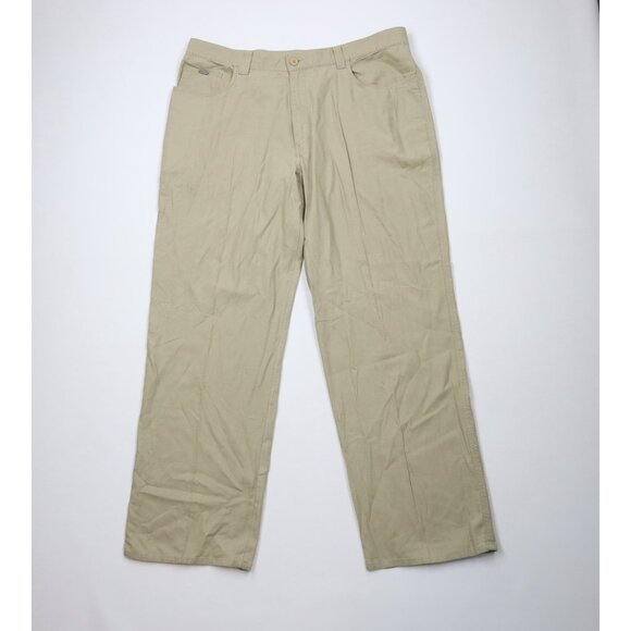 Vintage 90s Y2K Enyce Mens 42x34 Distressed Baggy Linen Blend Wide Leg Pants - Picture 1 of 16